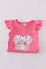 Load image into Gallery viewer, Pink floral pig applique bloomer set
