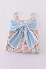 Load image into Gallery viewer, Blue floral print bow dress
