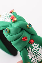 Load image into Gallery viewer, Green christmas snowflake embroidery adults headband
