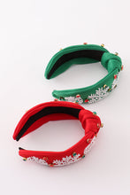 Load image into Gallery viewer, Green christmas snowflake embroidery adults headband
