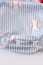 Load image into Gallery viewer, Blue stripe bow baseball bubble
