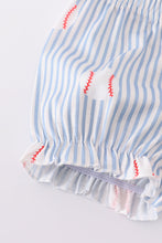 Load image into Gallery viewer, Red stripe bow baseball bloomer set
