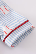 Load image into Gallery viewer, Blue stripe baseball pajamas set
