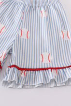 Load image into Gallery viewer, Blue stripe baseball pajamas set
