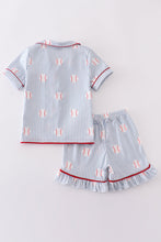 Load image into Gallery viewer, Blue stripe baseball pajamas set
