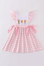 Load image into Gallery viewer, Pink bunny embroidery bow dress
