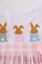 Load image into Gallery viewer, Pink bunny embroidery bow dress
