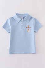 Load image into Gallery viewer, Blue cross embroidery shirt
