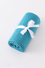 Load image into Gallery viewer, Teal baby bamboo swaddle blanket
