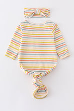 Load image into Gallery viewer, Multicolored stripe baby gown set
