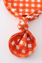 Load image into Gallery viewer, Orange plaid hairband baby gown
