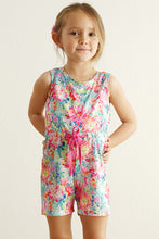 Load image into Gallery viewer, Magenta vibrant floral print girl jumpsuit
