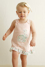 Load image into Gallery viewer, Pink floral bunny applique girl bloomer set
