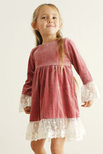 Load image into Gallery viewer, Premium Dusty pink velvet lace dress
