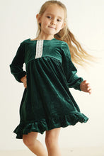 Load image into Gallery viewer, Premium Forest velvet lace girl dress
