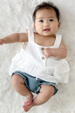 Load image into Gallery viewer, Premium White muslin ruffle baby set
