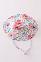 Load image into Gallery viewer, White &amp; green floral print sun hat
