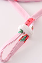 Load image into Gallery viewer, White &amp; pink stripe strawberry print sun hat
