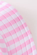 Load image into Gallery viewer, White &amp; pink stripe strawberry print sun hat
