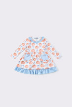 Load image into Gallery viewer, Blue pumpkin pocket ruffle dress
