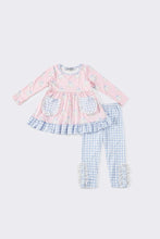 Load image into Gallery viewer, Pink pumpkin plaid ruffle set
