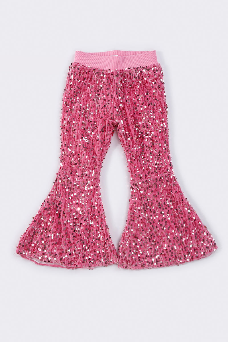 Pink sequin bell pants