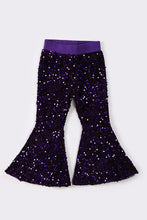 Load image into Gallery viewer, Purple sequin mardi gras girl pants
