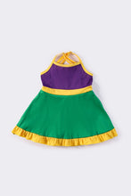 Load image into Gallery viewer, Mardi gras tennis ruffle girl dress
