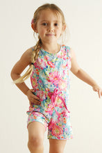 Load image into Gallery viewer, Magenta vibrant floral print girl jumpsuit
