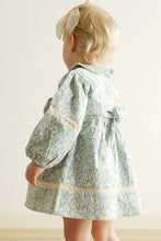 Load image into Gallery viewer, Blue floral corduroy lace dress
