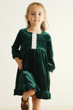 Load image into Gallery viewer, Premium Forest velvet lace girl dress
