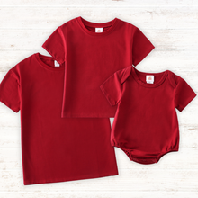 Load image into Gallery viewer, Maroon blank basic t-shirt Adult Kids and baby bubble
