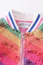 Load image into Gallery viewer, Rainbow sequin bomber jacket
