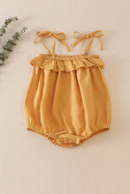 Load image into Gallery viewer, Mustard strap ruffle linen girl bubble
