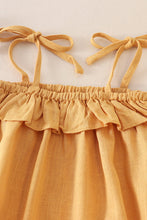 Load image into Gallery viewer, Mustard strap ruffle linen girl bubble
