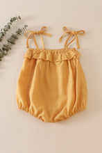 Load image into Gallery viewer, Mustard strap ruffle linen girl bubble
