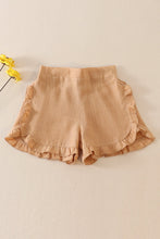 Load image into Gallery viewer, Beige linen ruffle shorts
