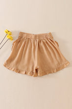 Load image into Gallery viewer, Beige linen ruffle shorts
