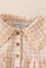 Load image into Gallery viewer, Cream plaid linen button girl bubble
