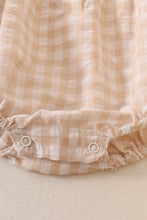 Load image into Gallery viewer, Cream plaid linen button girl bubble
