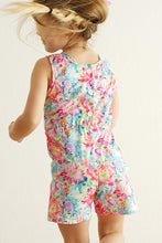 Load image into Gallery viewer, Magenta vibrant floral print girl jumpsuit
