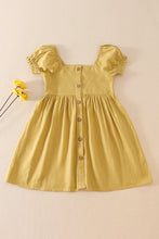 Load image into Gallery viewer, Lemon linen button dress
