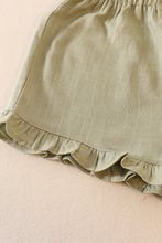 Load image into Gallery viewer, Green linen ruffle 2pc girl set
