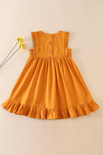 Load image into Gallery viewer, Mustard linen ruffle dress
