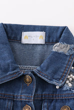 Load image into Gallery viewer, Medium blue pearl denim jacket
