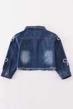 Load image into Gallery viewer, Medium blue pearl denim jacket
