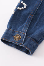 Load image into Gallery viewer, Medium blue pearl denim jacket
