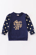 Load image into Gallery viewer, Premium Navy love joy dot girl top
