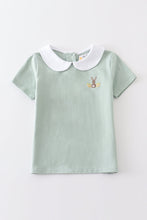 Load image into Gallery viewer, Premium Sage easter bunny embroidery boy top
