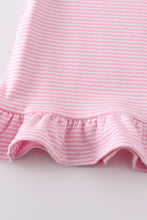 Load image into Gallery viewer, Premium Pink &amp; white stripe ruffle top
